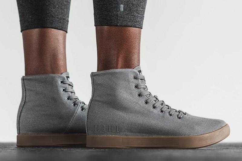 Dark / Grey Nobull High-Top Gum Canvas Women's Trainers | CA K2034O